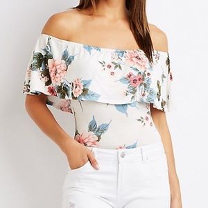 Off the shoulder floral body suit